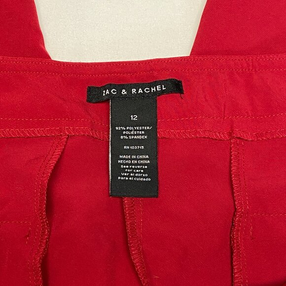 Zac & Rachel Pullon Faux Fly Slim Straight Ankle Dress Pants Trousers Rose 12 - Picture 10 of 11